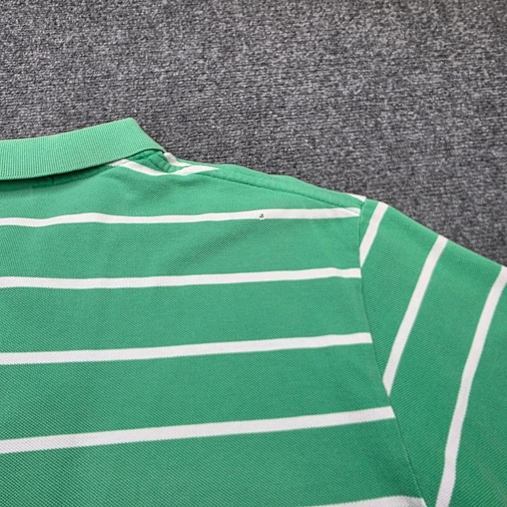 Polo Ralph Lauren Shirt Mens XL Green White Striped Pony Logo Classic Fit Cotton